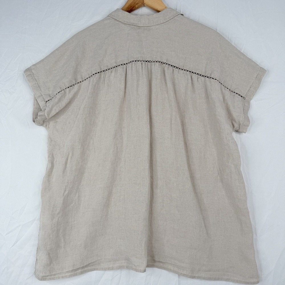 J Jill Love Linen top Women's Casual Short Sleeve 100% Linen Button Up SZ-L - Picture 13 of 16